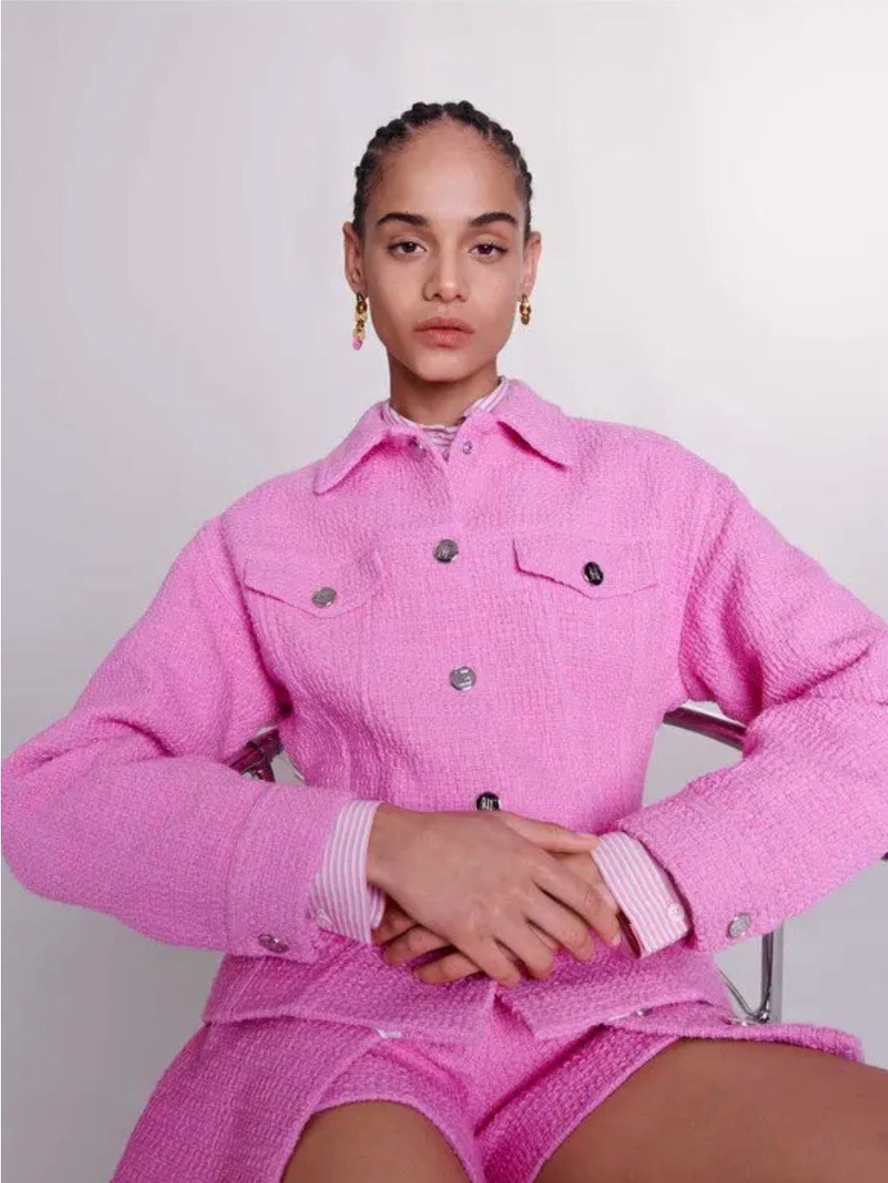 Maje Pink Tweed Jacket NWT Size 38